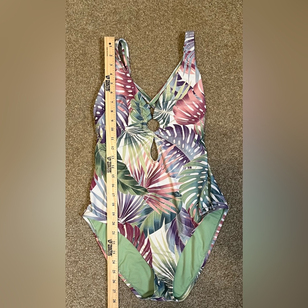 Bleu Rod Beattie Monstera Leaf One Piece Swimsuit size 12 - Picture 3 of 16